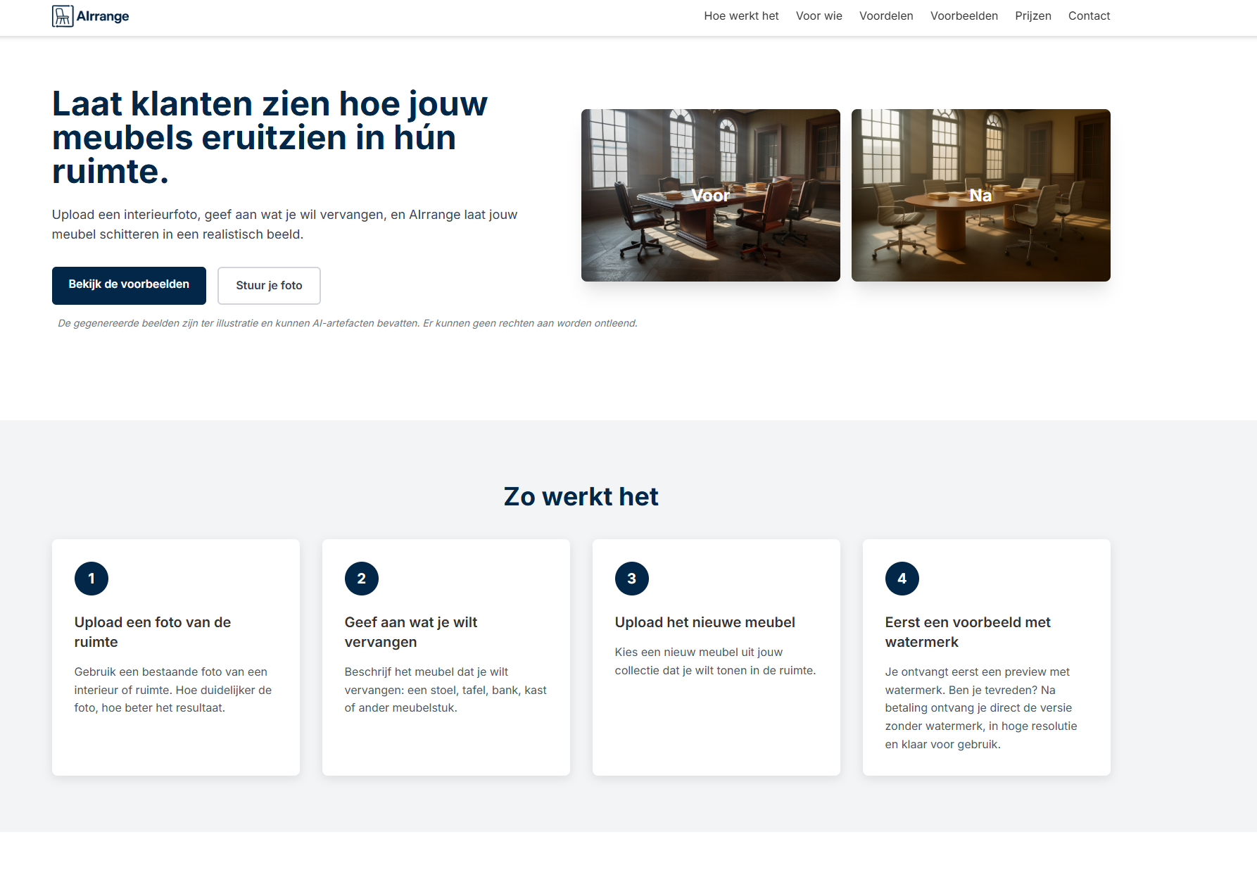 AIrrange AI website voorbeeld