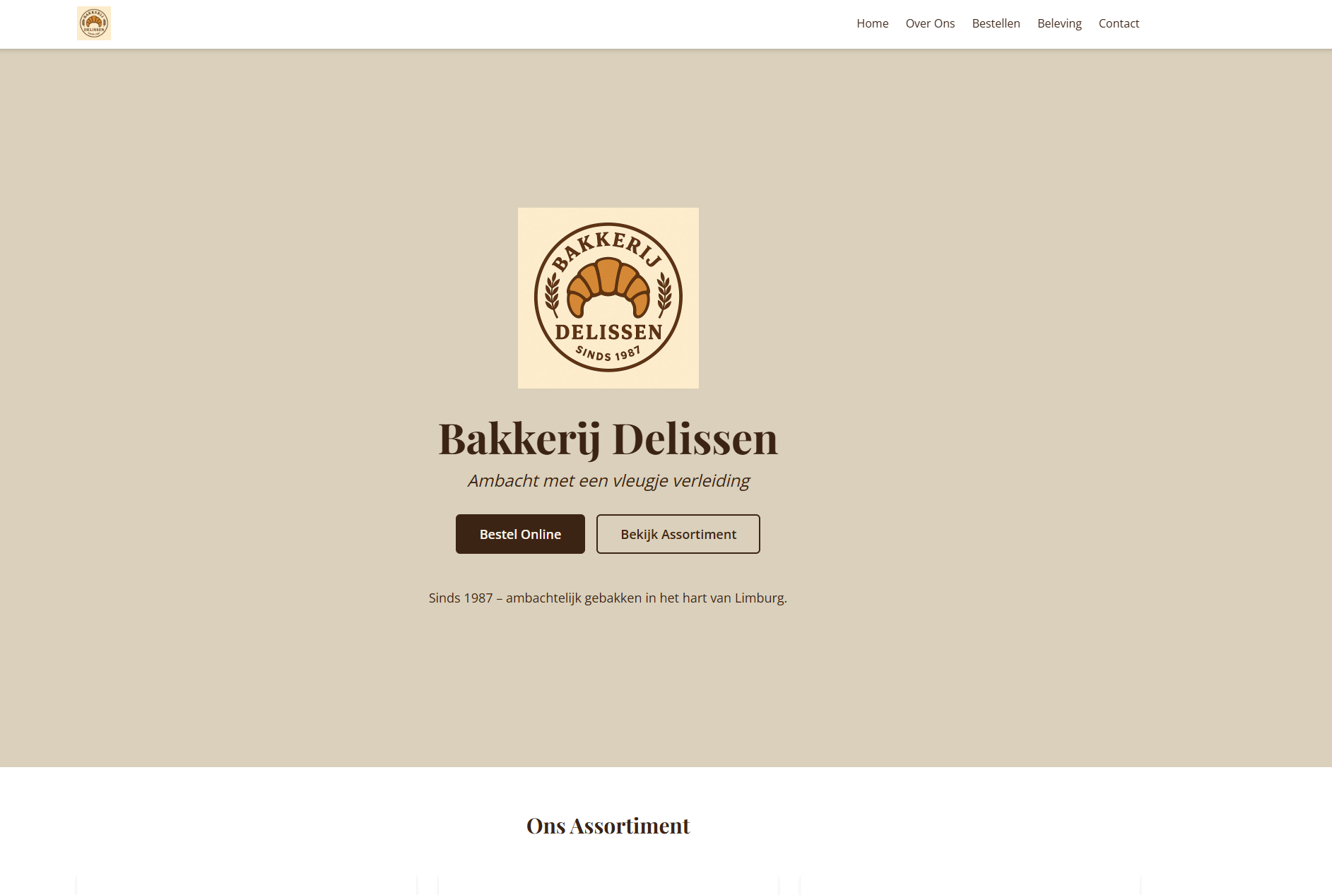 Bakkerij Delissen AI website voorbeeld